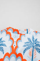 Orange Palm Tree Print Short Sleeve Flowy Dress Short Dresses fa7e270722e4e3a4