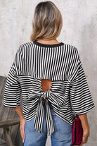 Black Stripe Bowknot Backless T-Shirt T Shirts fa844fdc631965fc