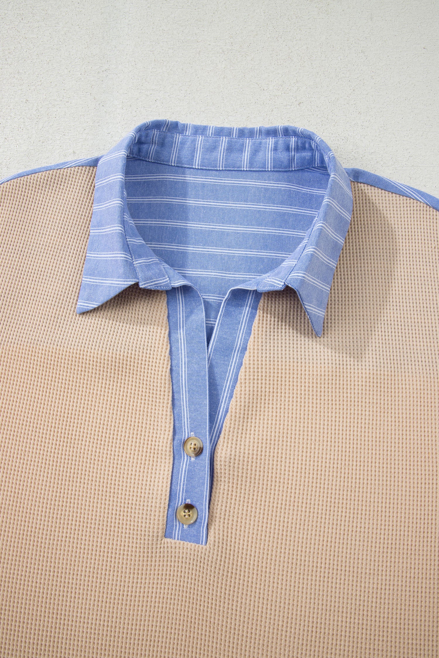 Parchment Plus Size Striped Contrast Trim Waffle Knit Collared Top Pre Order Plus Size fb1962ed3c07acb5