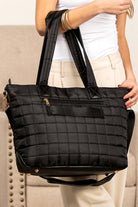 Black Quilted Patchwork Large Tote Bag and Clutch 2pcs Set Tote Bags fb4accd314ee64dd
