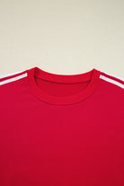 Dirty Blue Varsity Striped Detail Cropped Pullover Wide Leg Pants 2pcs Outfit Two Piece Pants Sets fba0250227f3c6e9