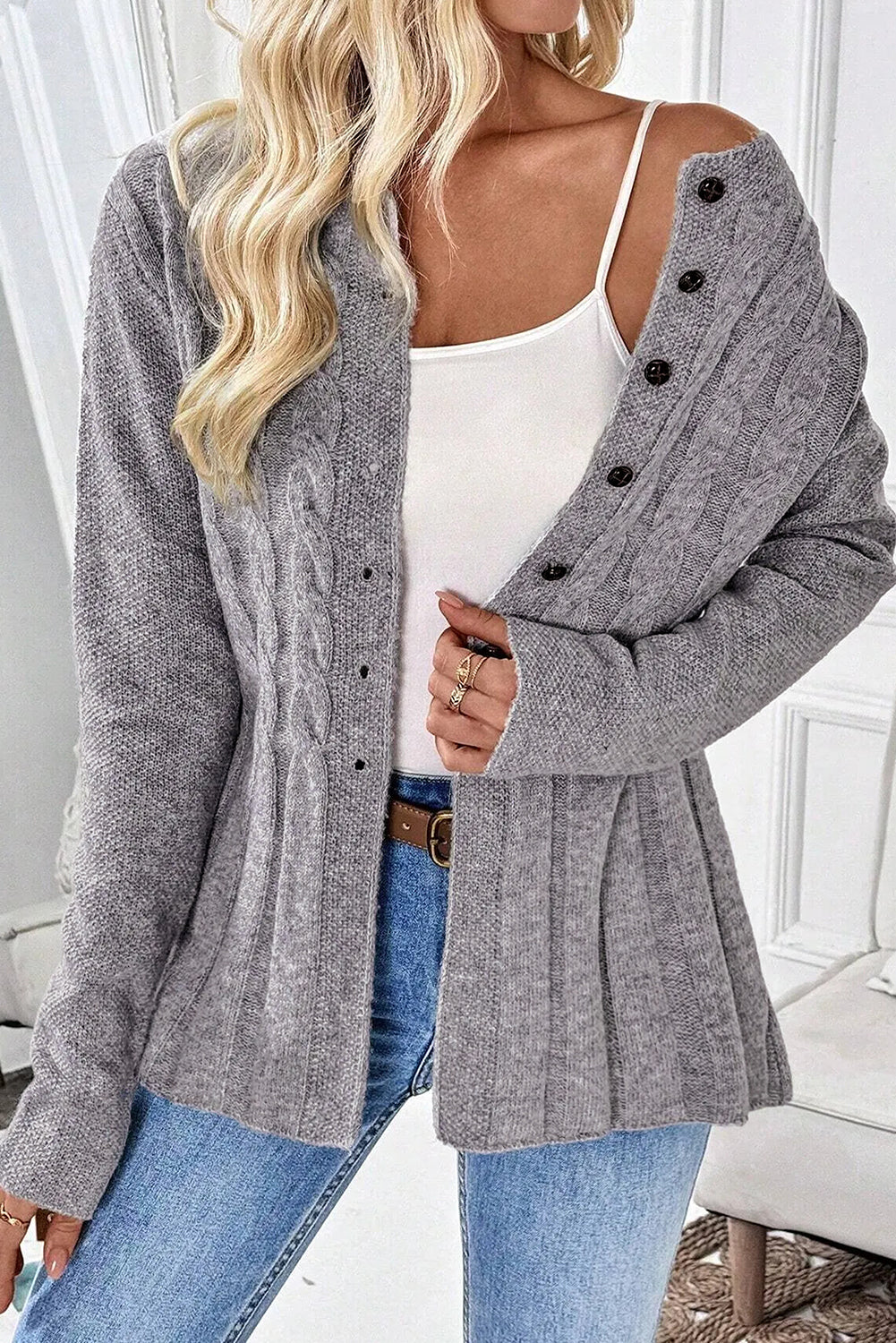 High Cable Knit Cardigan Sweater Cardigans fc2bb81761d158ec