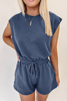 Ashleigh Blue Backless Drawstring Waist Romper Rompers fc4aa63c5a8f8d88