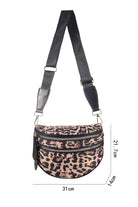 Coffee Leopard Print Double Zipper Crossbody Bag Crossbody Bags fc5ead971bf094e8