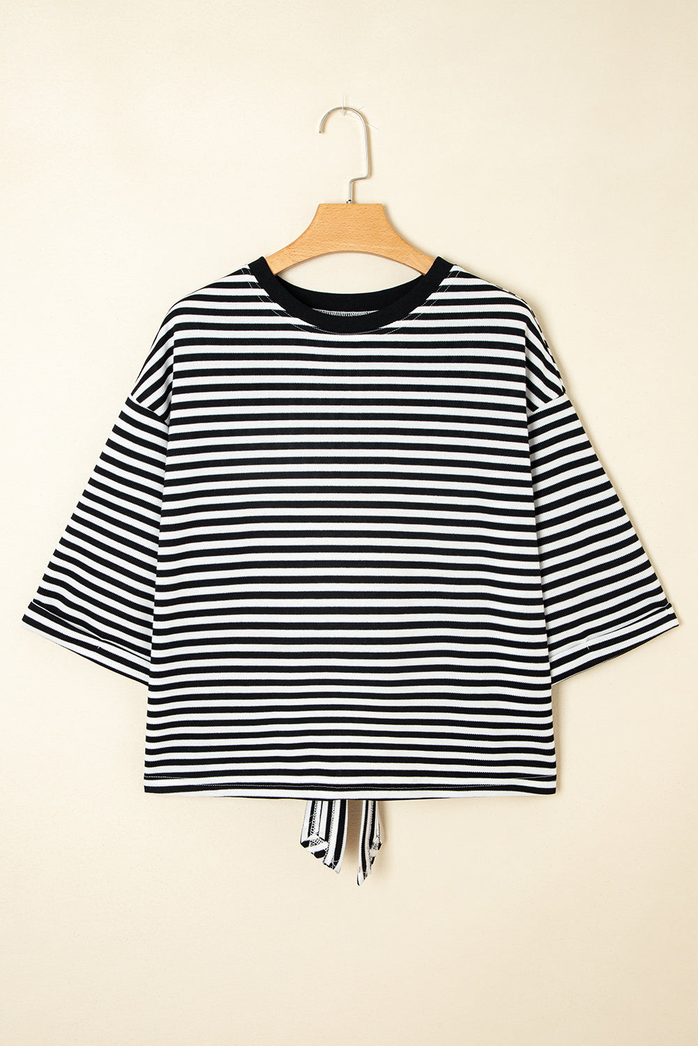 Black Stripe Bowknot Backless T-Shirt T Shirts fd3af82a23112397