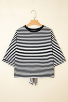 Black Stripe Bowknot Backless T-Shirt T Shirts fd3af82a23112397