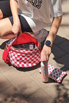 Pink Checkered Print Wide Strap Large Crossbody Bag Crossbody Bags fd4afef1d694ad91