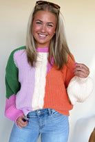 Desert Gold Colorblock Knit Drop Shoulder Loose Fit Sweater Sweaters fd542915399d883d