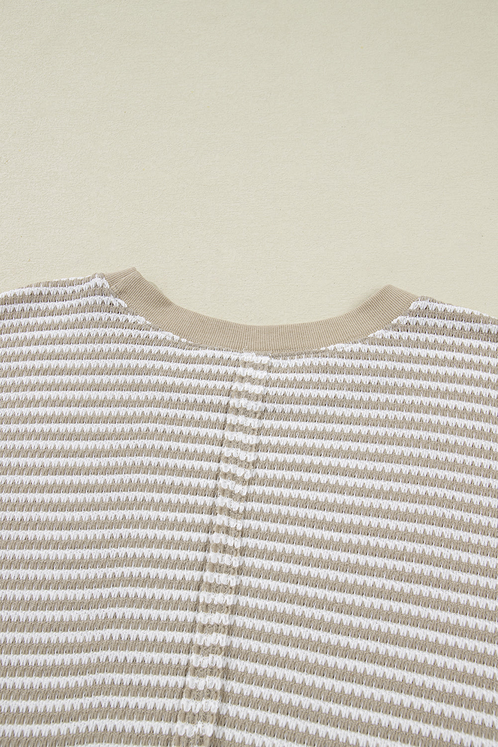 Brown Plus Size Stripe Ribbed Trim Drop Shoulder Long Sleeve Oversized Top Plus Size Tops fe069089c06b1ccc