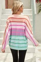 Multicolour Striped Ribbed Edge Gradient Loose Sweater Sweaters fe3eb1f9b4443357