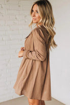 Straw Yellow Lace Trim Peter Pan Collar Long Sleeve Mini Shirt Dress Short Dresses febeb647b4cd893a