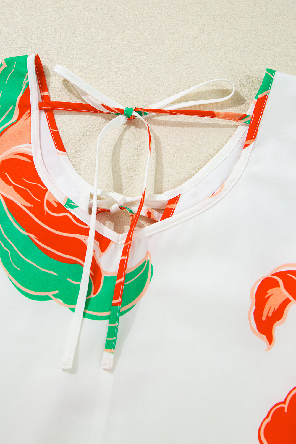 Red Floral Print Tie Front Ruffle Hem Mini Dress Short Dresses fec18cec3c415b67