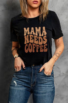 Black MAMA NEEDS COFFEE Graphic T Shirt Graphic Tees ff149a7ec5b2d134