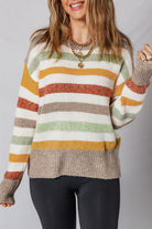 Multicolour Colorblock Drop Shoulder Crew Neck Sweater Sweaters ff2c2705398675b6