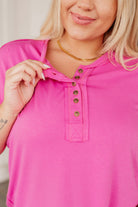 BeautybyShree On A Whim Pink Raw Hem Henley Tee