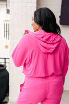 BeautybyShree Morning Run Half Zip Hoodie in Sonic Pink