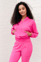 BeautybyShree Morning Run Half Zip Hoodie in Sonic Pink