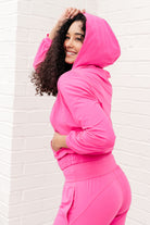 BeautybyShree Morning Run Half Zip Hoodie in Sonic Pink