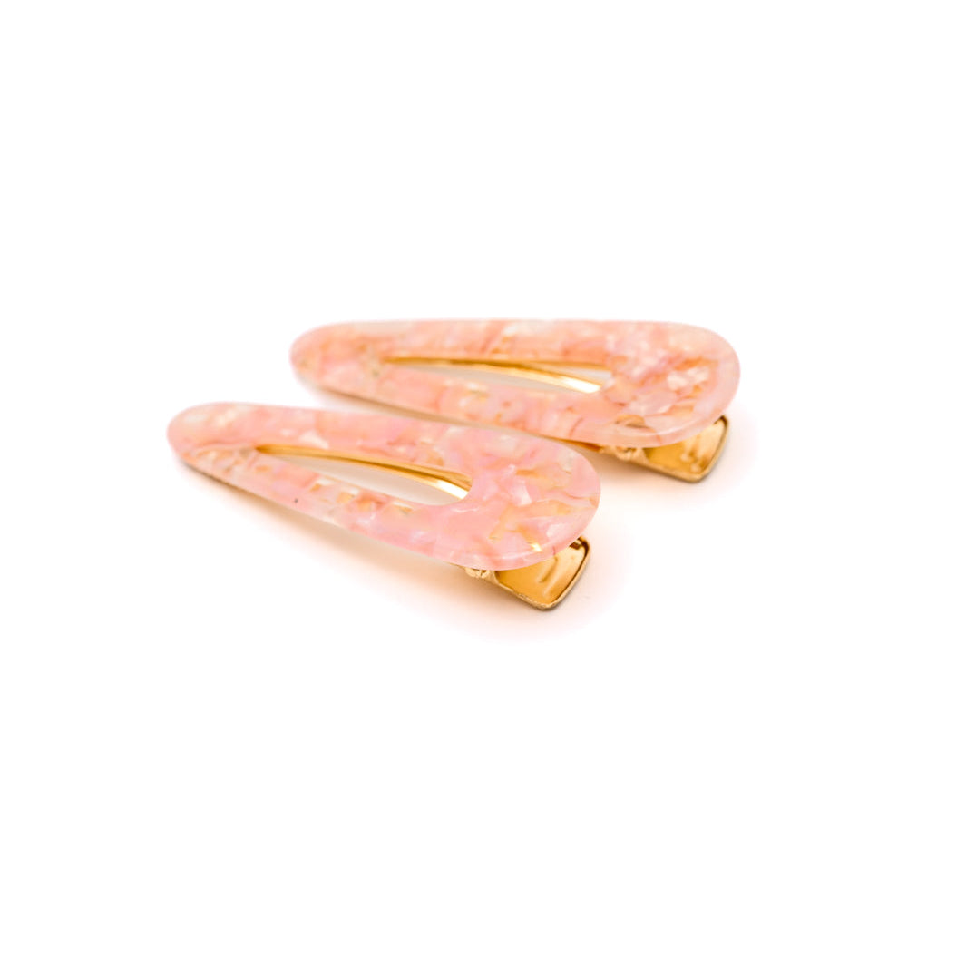 2 Pack Teardrop Hair Clip in Pink Shell
