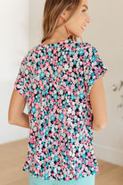 BeautybyShree Lizzy Cap Sleeve Top in Navy and Hot Pink Floral