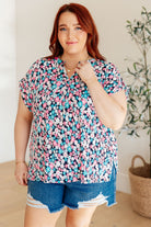 BeautybyShree Lizzy Cap Sleeve Top in Navy and Hot Pink Floral