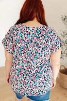 BeautybyShree Lizzy Cap Sleeve Top in Navy and Hot Pink Floral