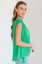 BeautybyShree Ruched Cap Sleeve Top in Emerald