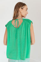 BeautybyShree Ruched Cap Sleeve Top in Emerald