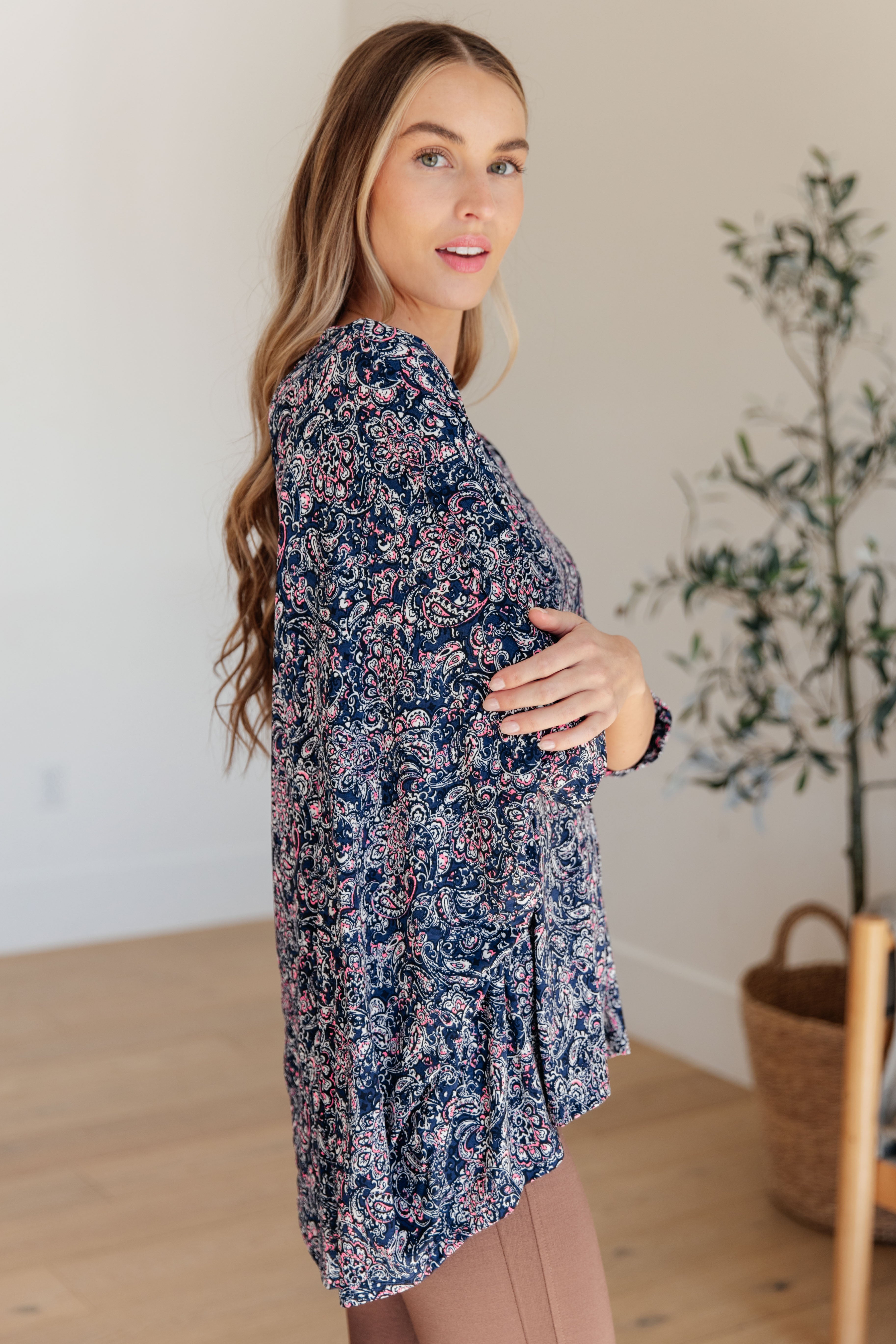 BeautybyShree Essential Blouse in Navy Paisley