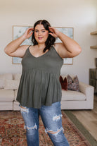 Never Not Loving V-Neck Cami in Gray Green