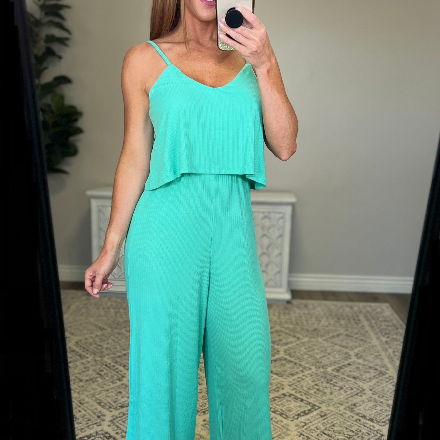 Ribbed Double Layer Jumpsuit in Mint