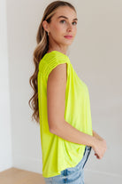 BeautybyShree Ruched Cap Sleeve Top in Neon Green