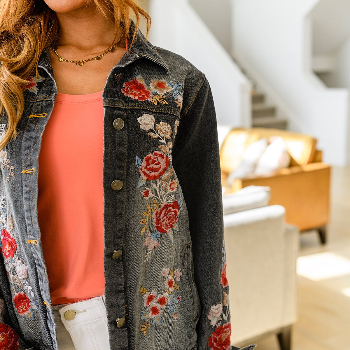 Lovely Visions Flower Embroidered Jacket