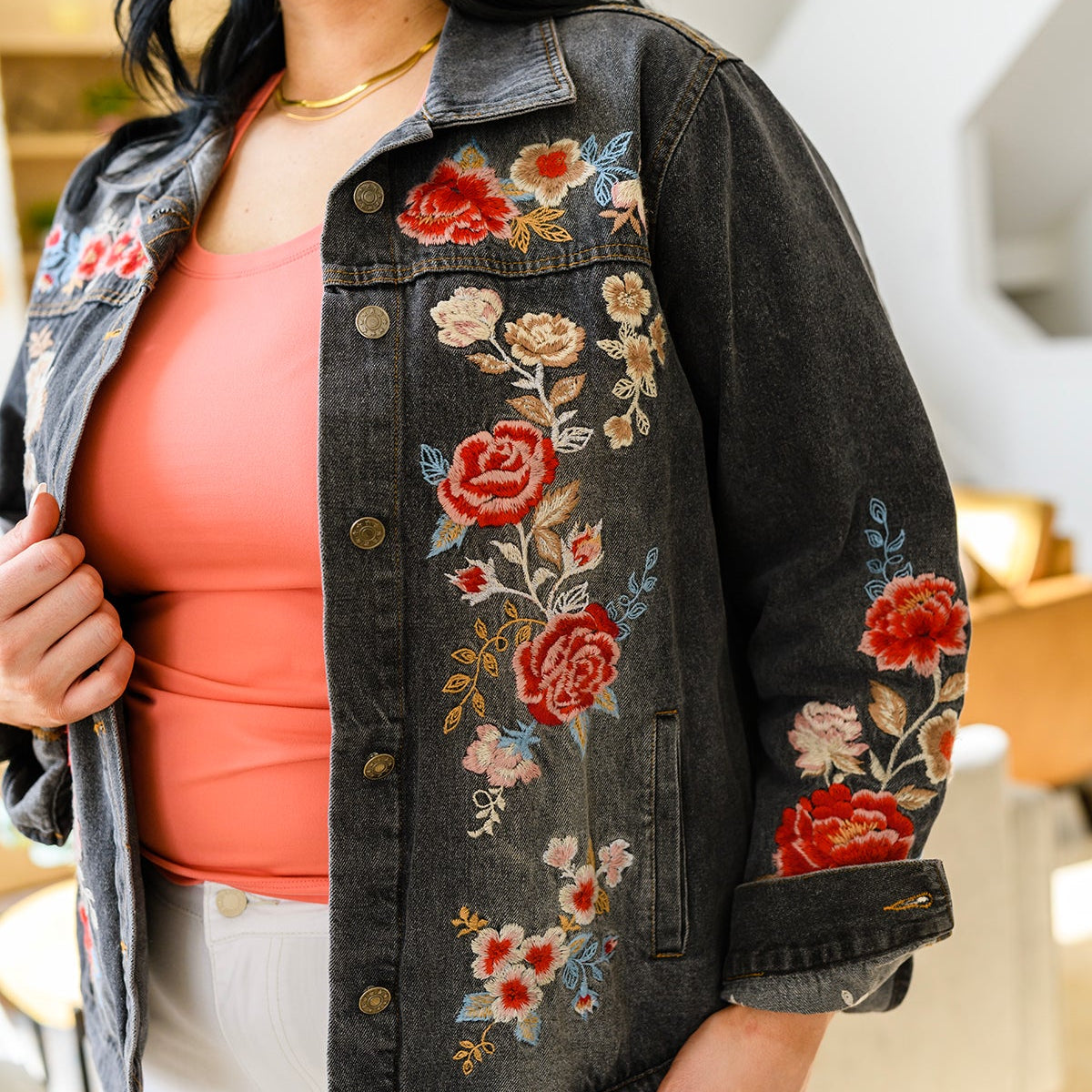 Lovely Visions Flower Embroidered Jacket