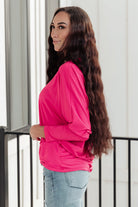 Lovely Ladder V Neck Top in Pink