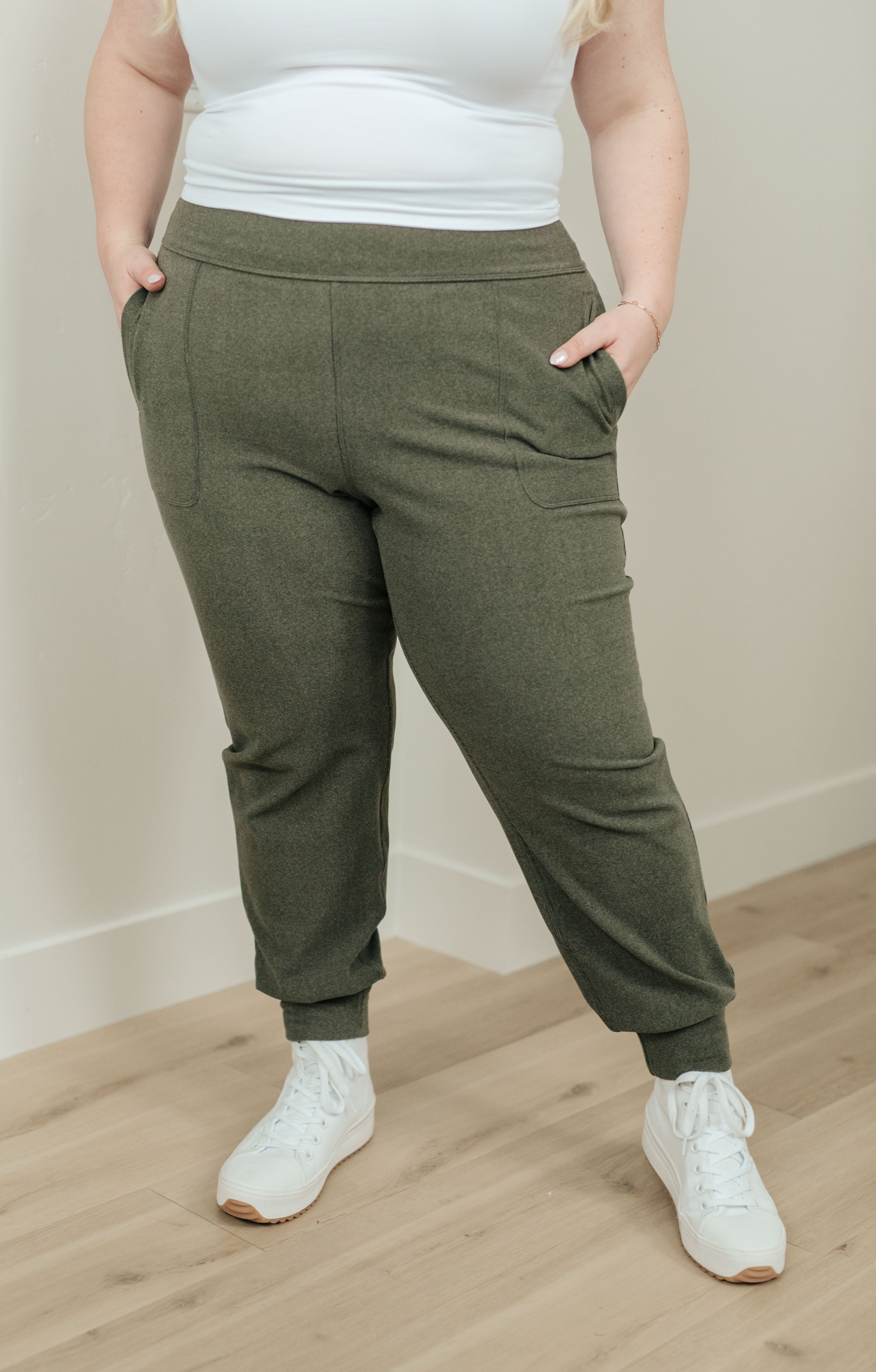 Where Are You High Rise Joggers in Olive