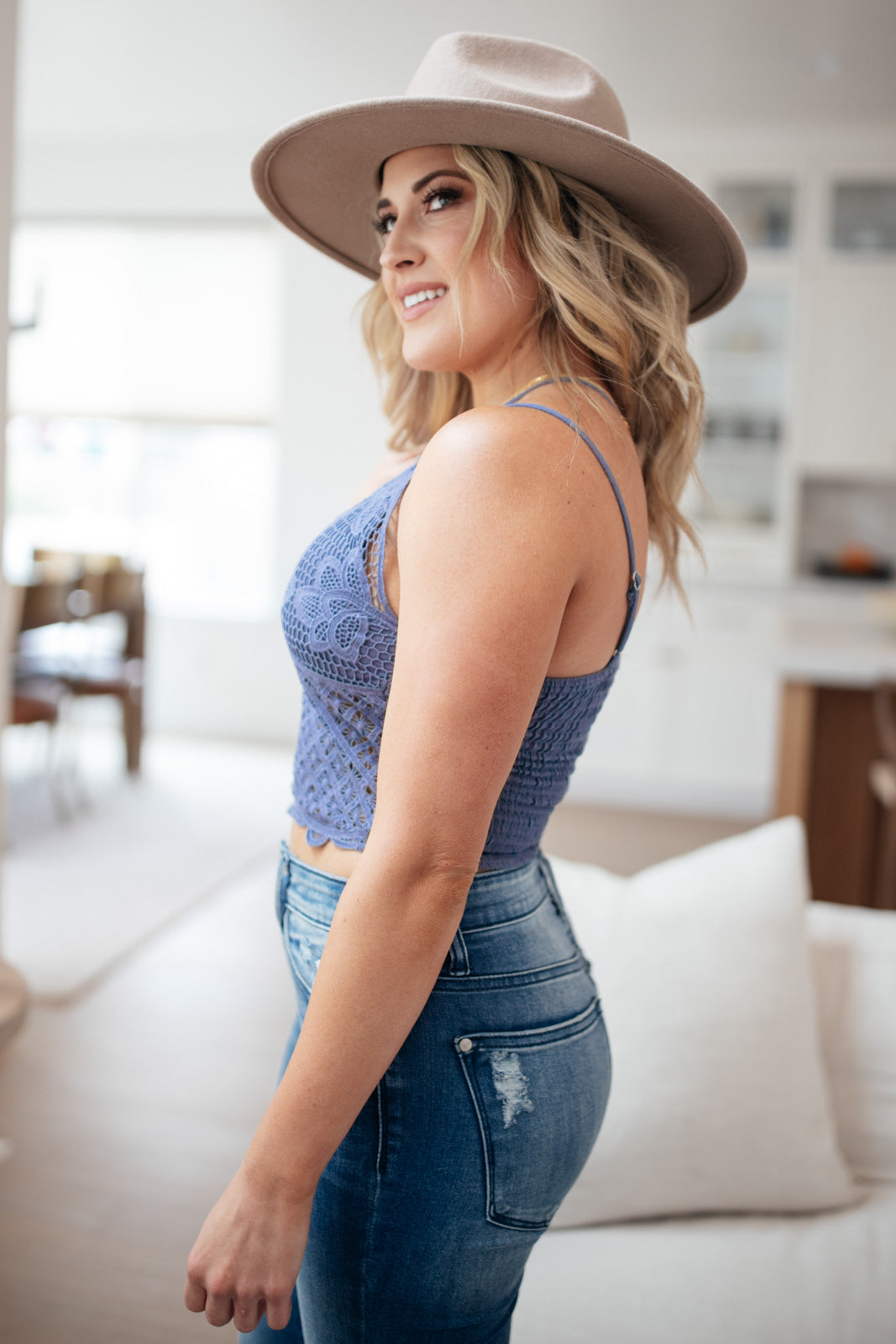 Wild And Free Crop Top in Dusty Blue