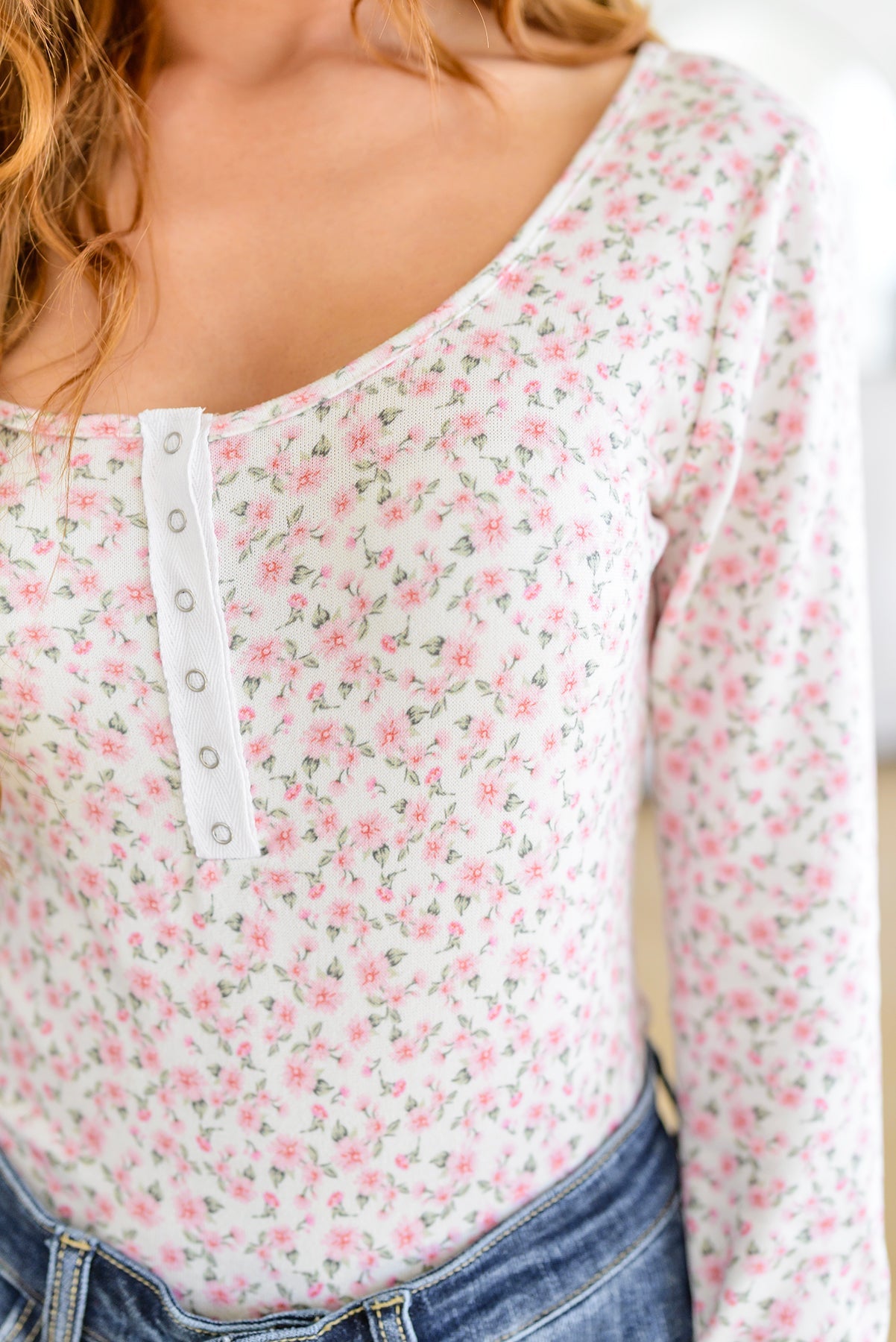 Wistful Wishes Floral Henley Bodysuit