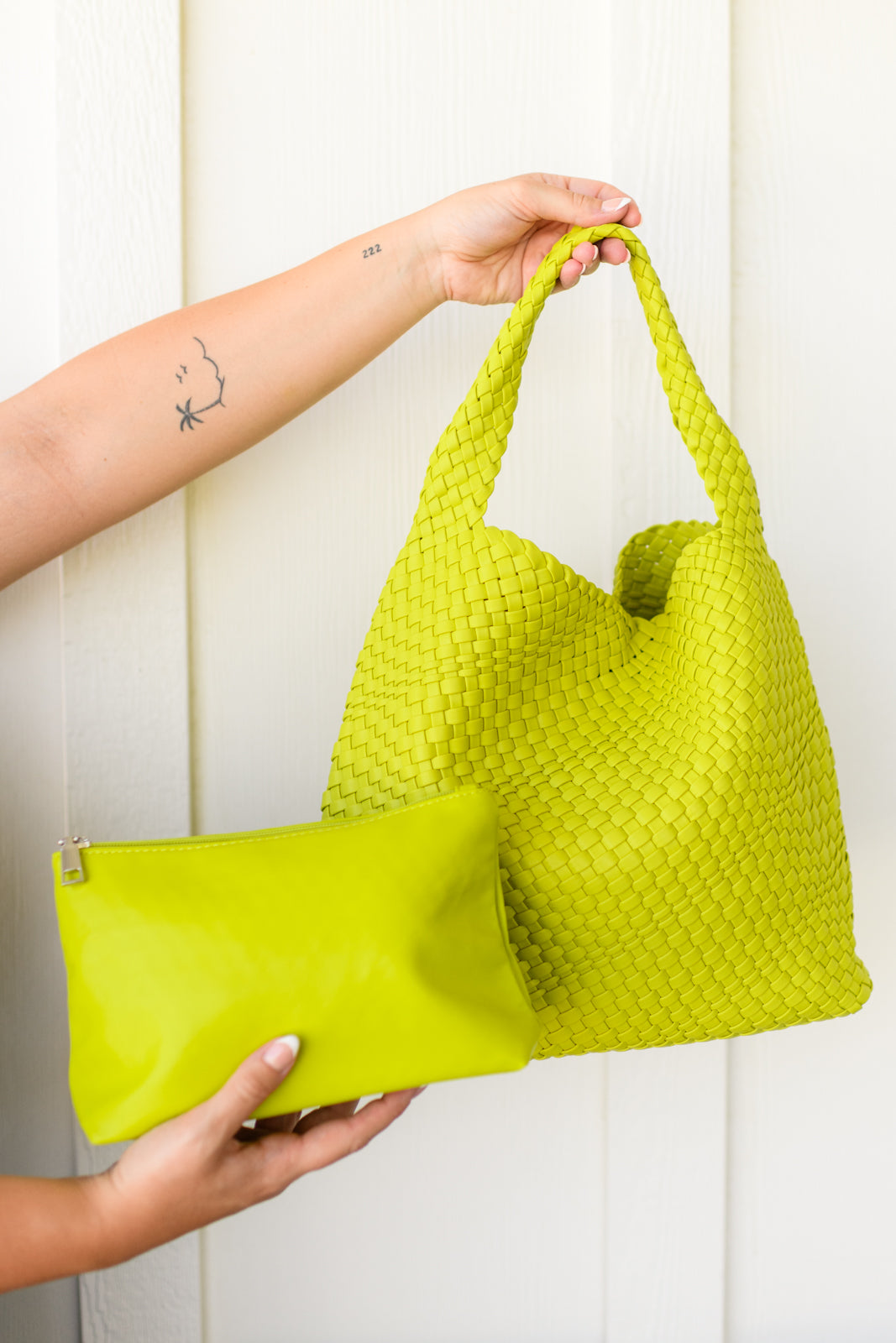 Woven and Worn Tote in Citron