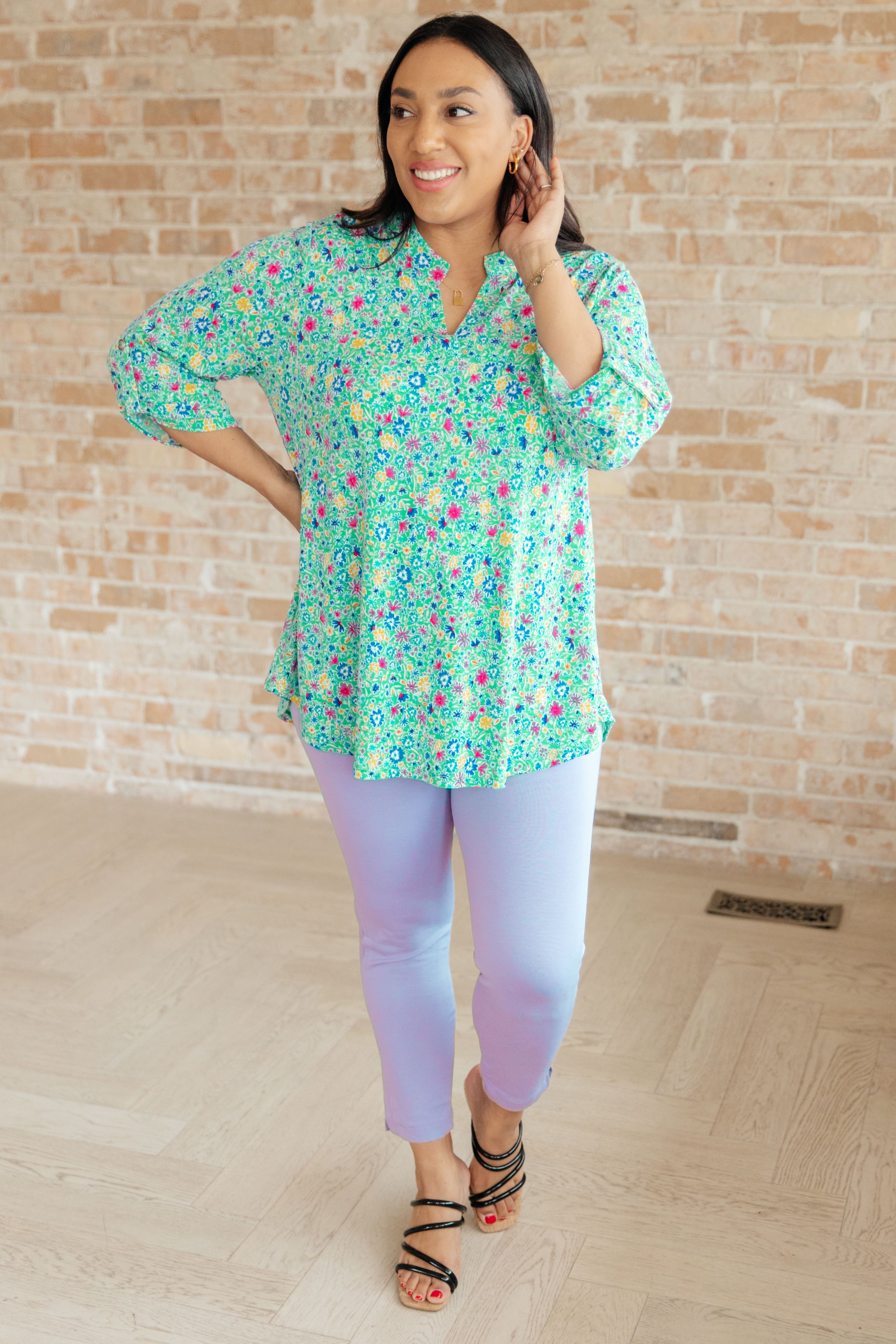 BeautybyShree Lizzy Top in Emerald Floral